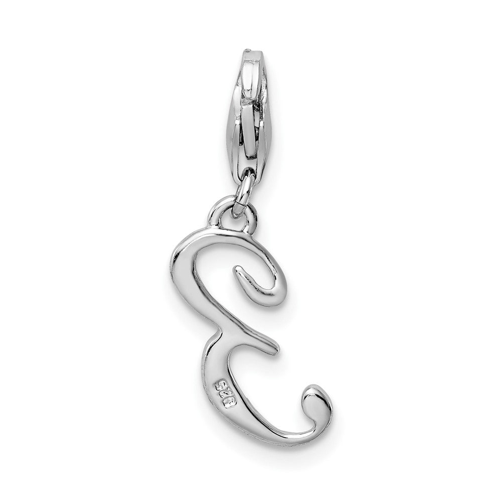 Amore La Vita Sterling Silver Rhodium-plated Polished Number 3 Charm with Fancy Lobster Clasp