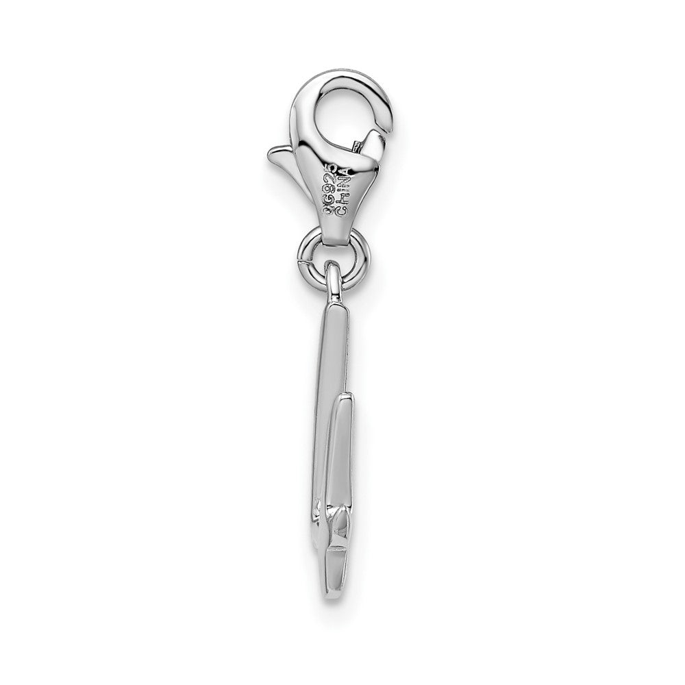 Amore La Vita Sterling Silver Rhodium-plated Polished Number 4 Charm with Fancy Lobster Clasp