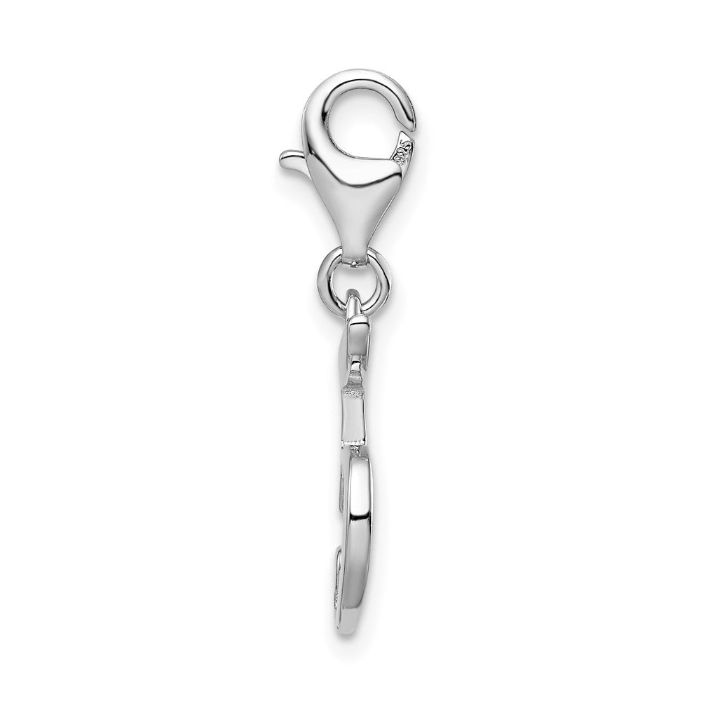 Amore La Vita Sterling Silver Rhodium-plated Polished Number 5 Charm with Fancy Lobster Clasp