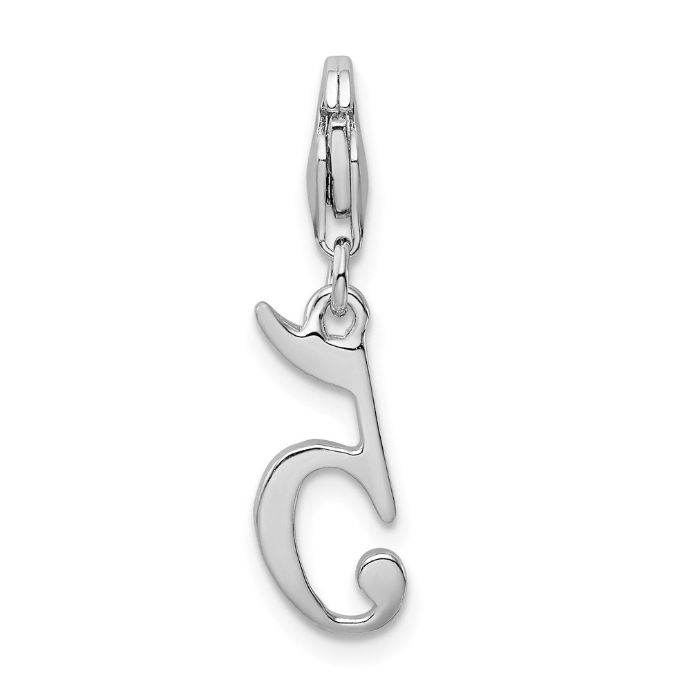 Amore La Vita Sterling Silver Rhodium-plated Polished Number 5 Charm with Fancy Lobster Clasp