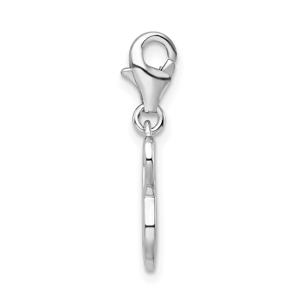 Amore La Vita Sterling Silver Rhodium-plated Polished Number 8 Charm with Fancy Lobster Clasp