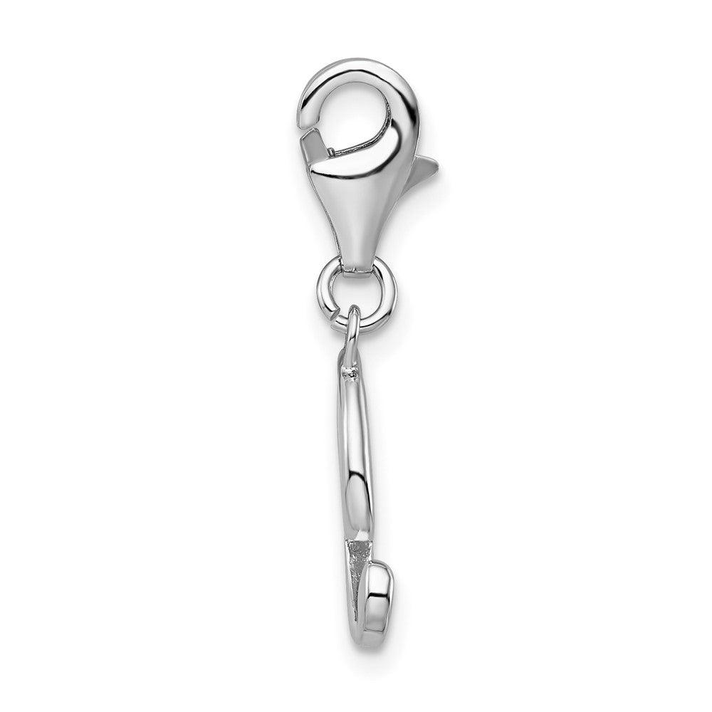 Amore La Vita Sterling Silver Rhodium-plated Polished Number 9 Charm with Fancy Lobster Clasp