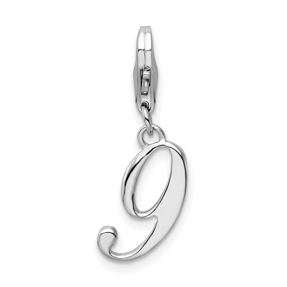 Amore La Vita Sterling Silver Rhodium-plated Polished Number 9 Charm with Fancy Lobster Clasp