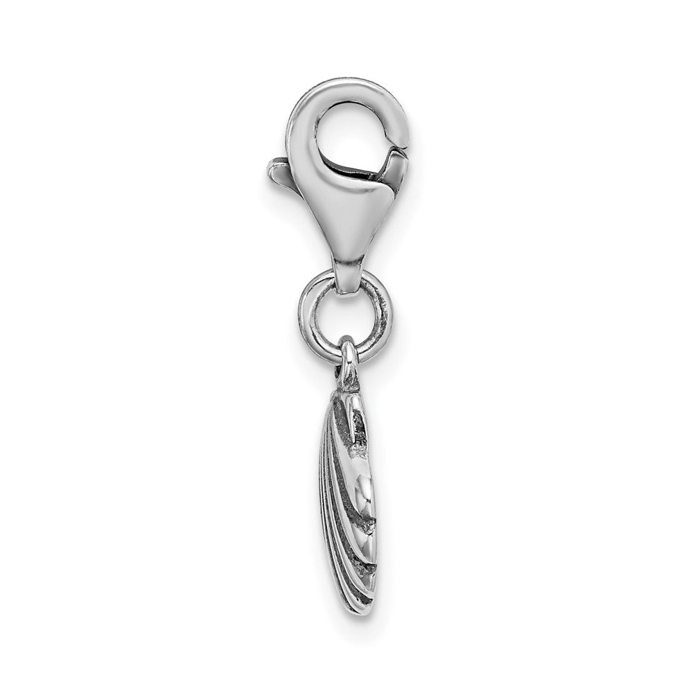 Amore La Vita Sterling Silver Rhodium-plated Polished Antiqued Clam Shell Charm with Fancy Lobster Clasp