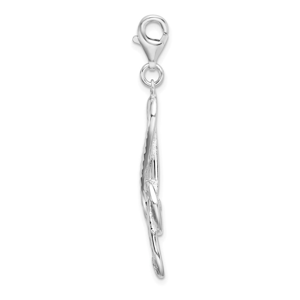 Amore La Vita Sterling Silver Rhodium-plated Polished Diamond-cut Treble Clef Charm with Fancy Lobster Clasp