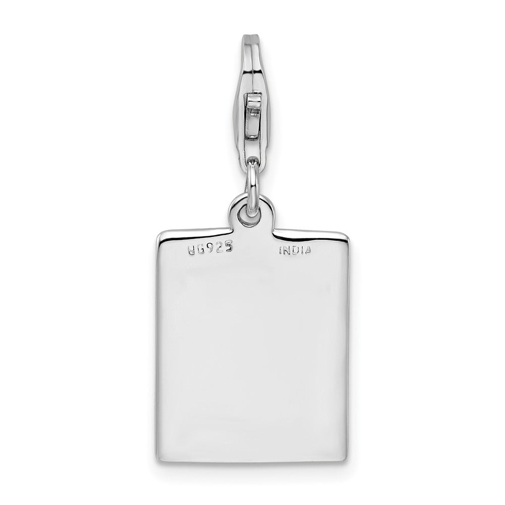 Amore La Vita Sterling Silver Rhodium-plated Polished Bingo Card Charm with Fancy Lobster Clasp