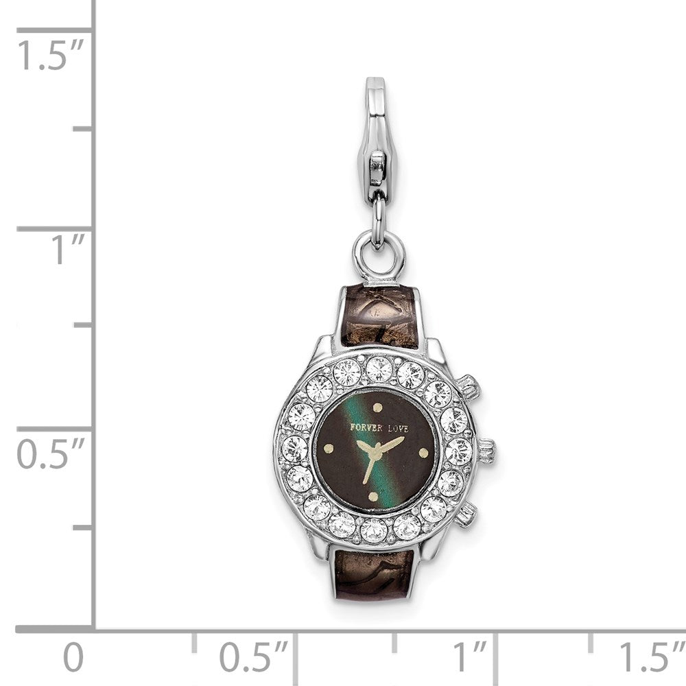 Amore La Vita Sterling Silver Rhodium-plated Polished 3-D Enameled Watch Charm with Fancy Lobster Clasp