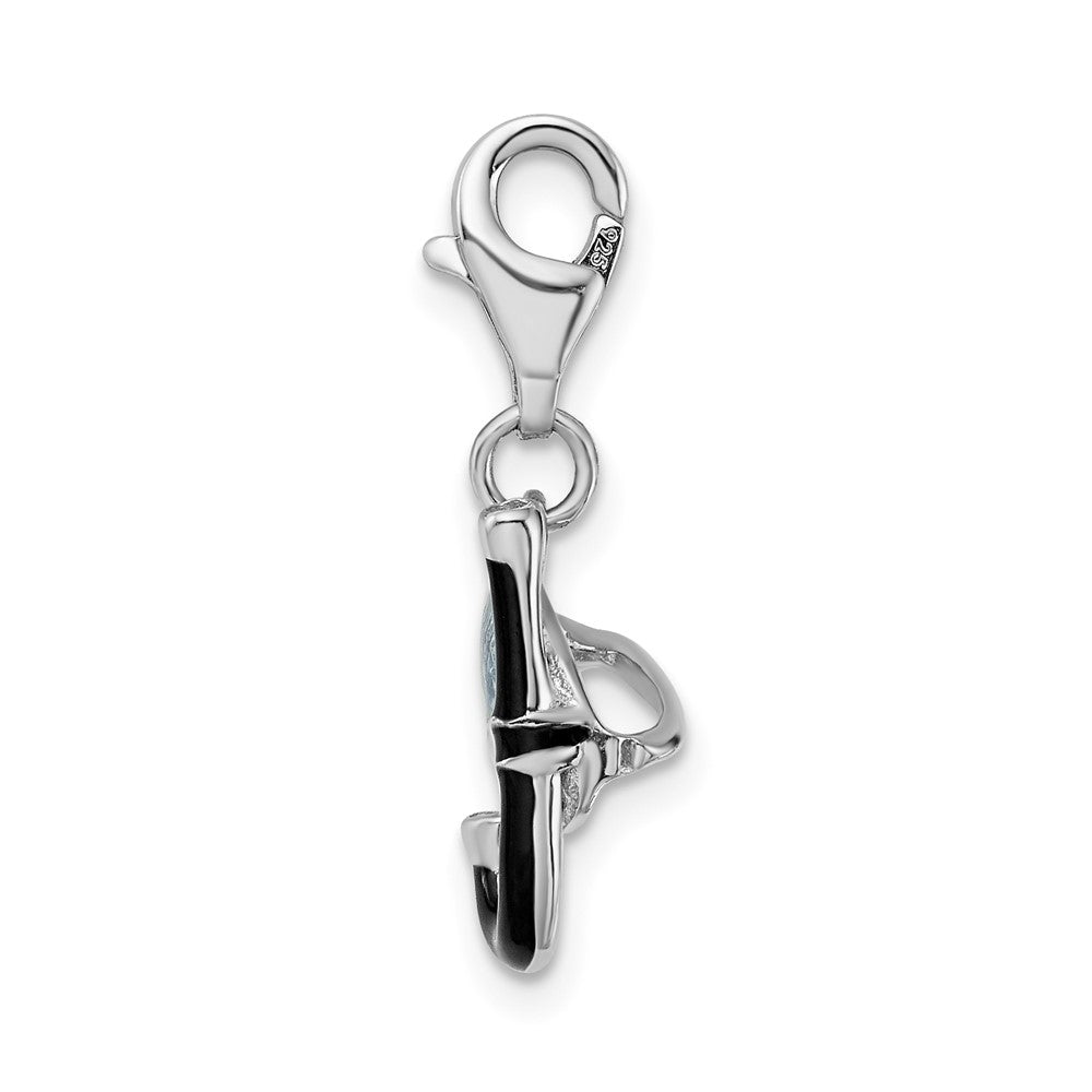 Amore La Vita Sterling Silver Rhodium-plated Polished 3-D Enameled Snorkel Charm with Fancy Lobster Clasp