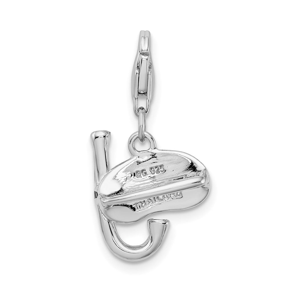 Amore La Vita Sterling Silver Rhodium-plated Polished 3-D Enameled Snorkel Charm with Fancy Lobster Clasp