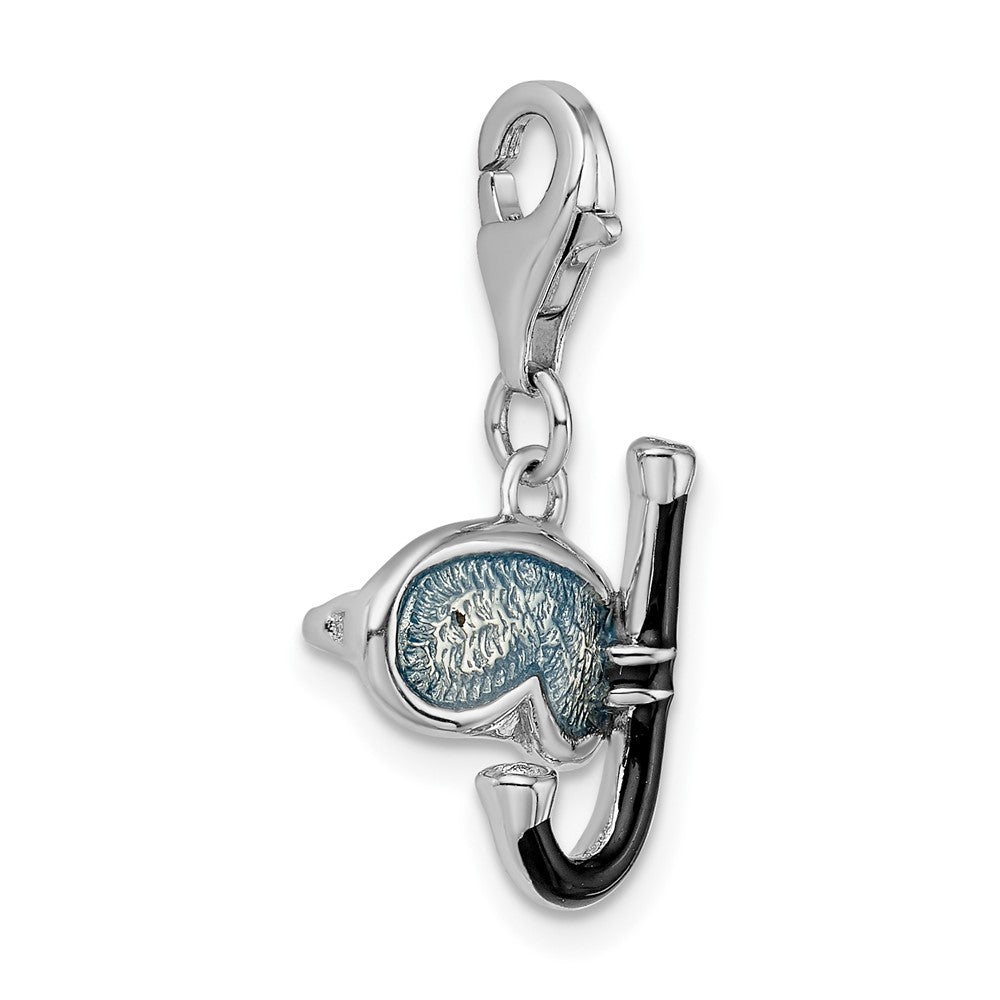 Amore La Vita Sterling Silver Rhodium-plated Polished 3-D Enameled Snorkel Charm with Fancy Lobster Clasp