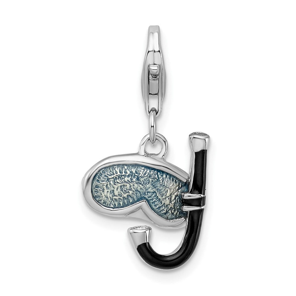 Amore La Vita Sterling Silver Rhodium-plated Polished 3-D Enameled Snorkel Charm with Fancy Lobster Clasp