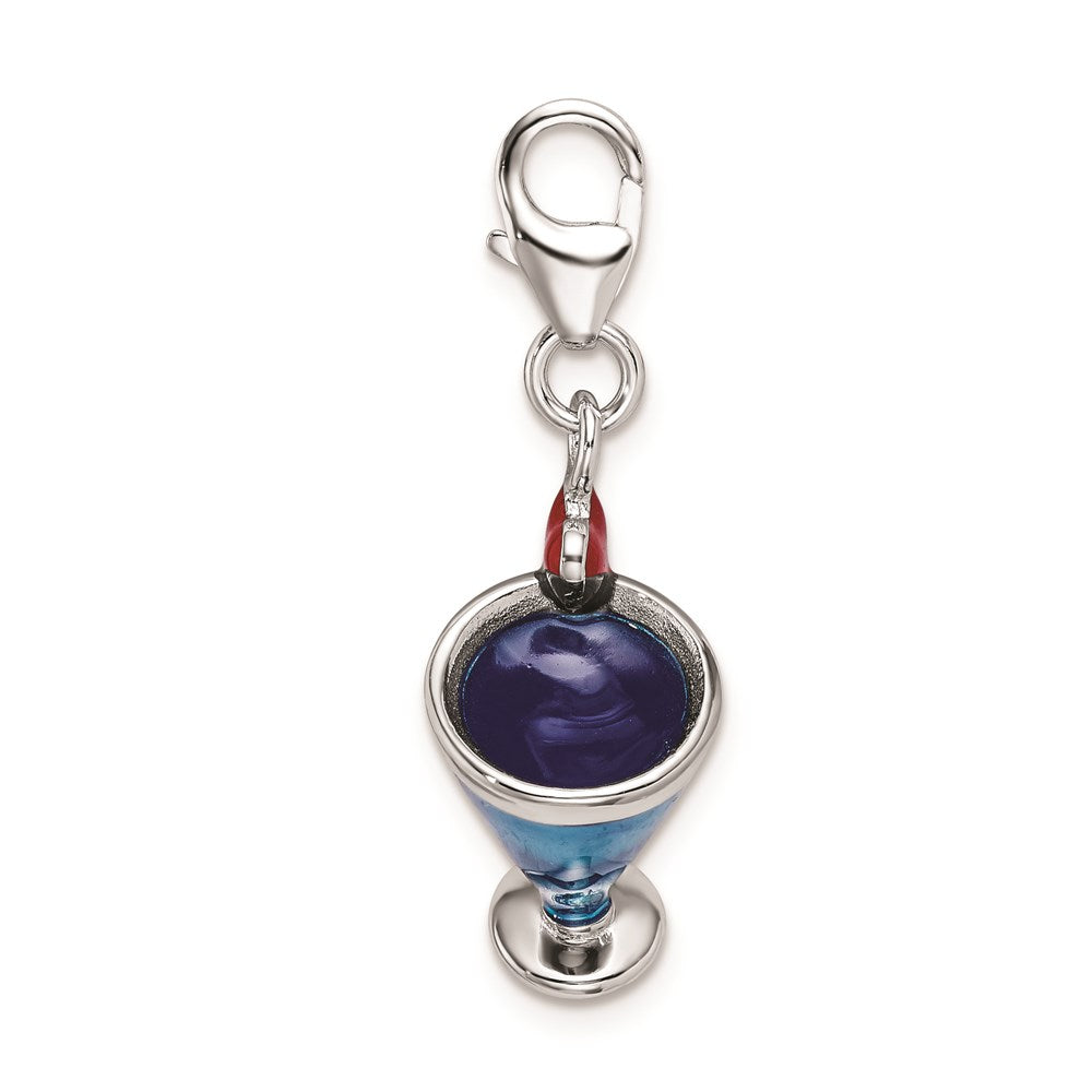 Sterling Silver RH Enameled 3-D Blue Hawaii w/Lobster Clasp Charm