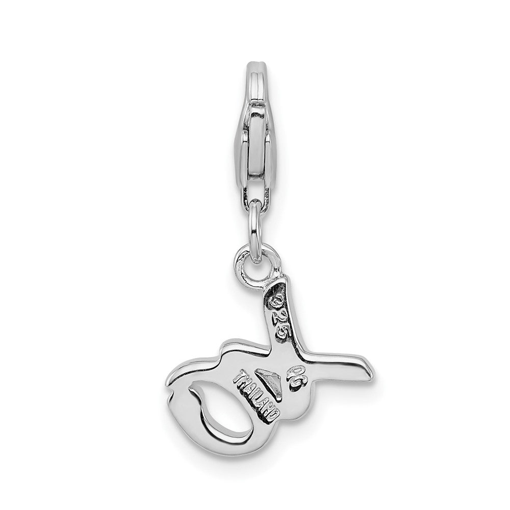 Amore La Vita Sterling Silver Rhodium-plated Polished XO Charm with Fancy Lobster Clasp