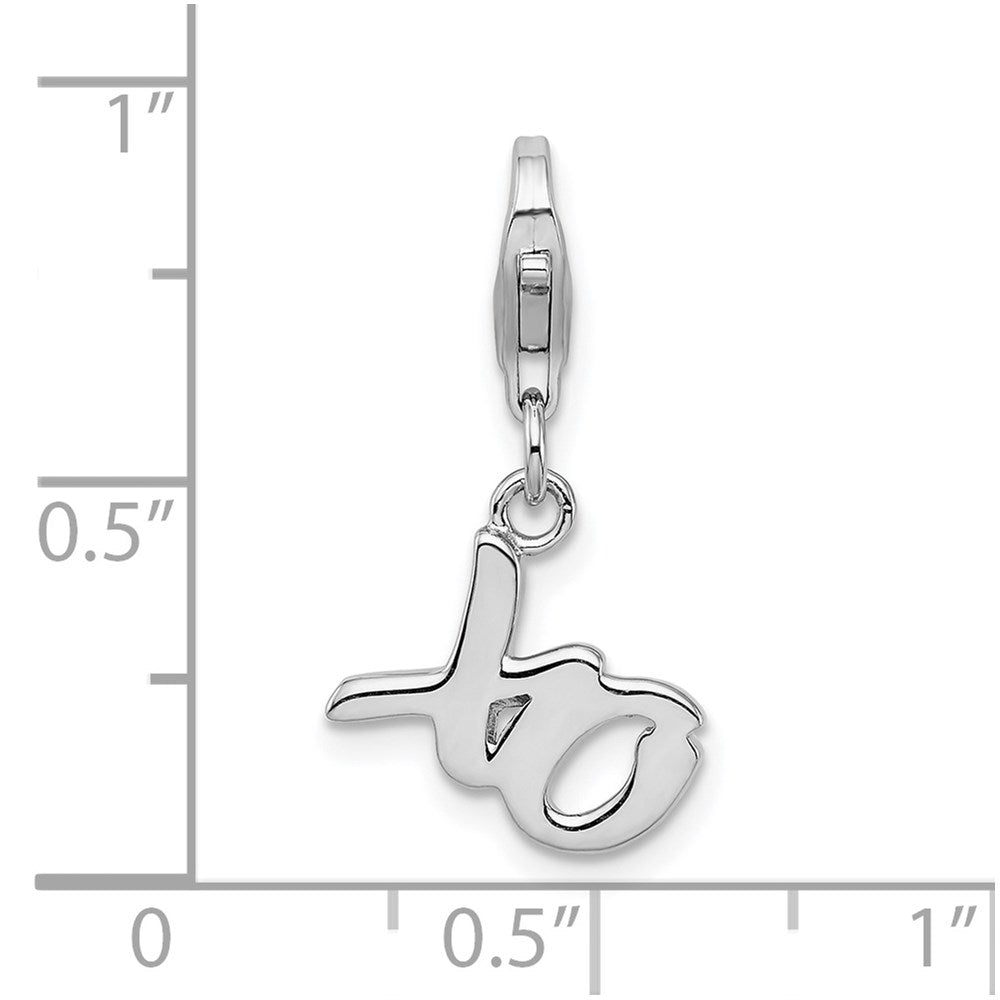 Amore La Vita Sterling Silver Rhodium-plated Polished XO Charm with Fancy Lobster Clasp