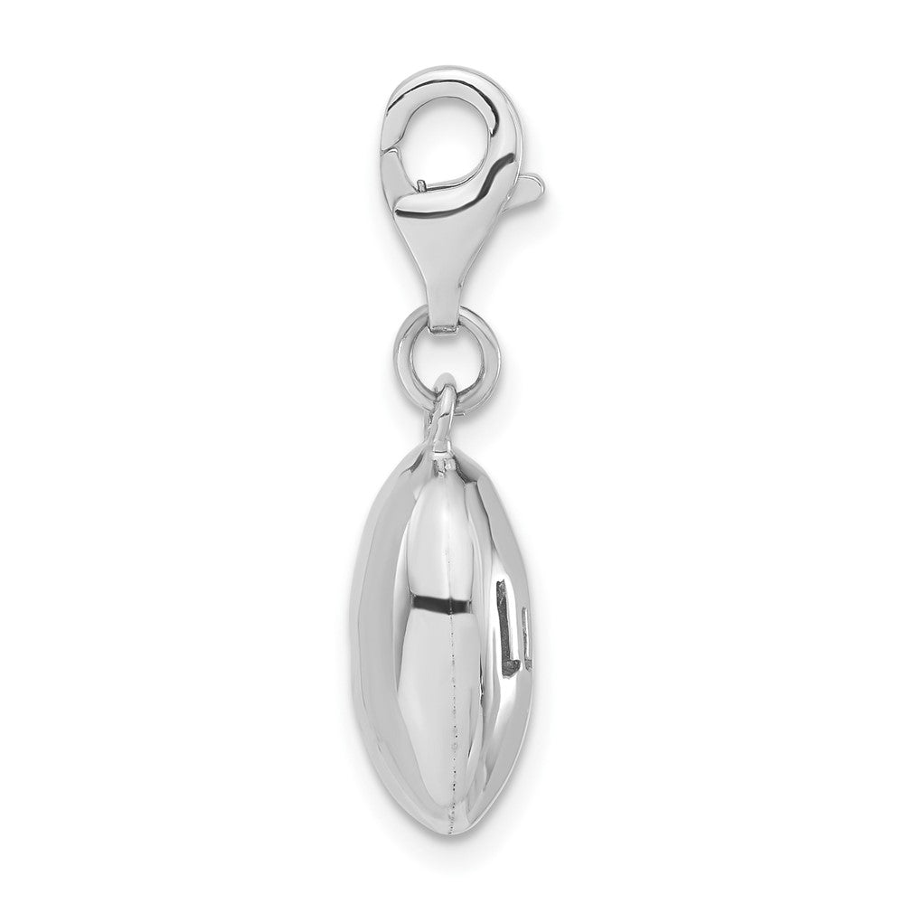 Sterling Silver Rhodium-plated Polished Luck Oval w/Lobster Clasp Charm