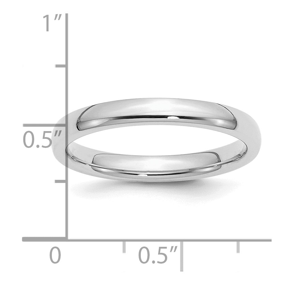 Sterling Silver Rhodium-plated 3mm Comfort Fit Band