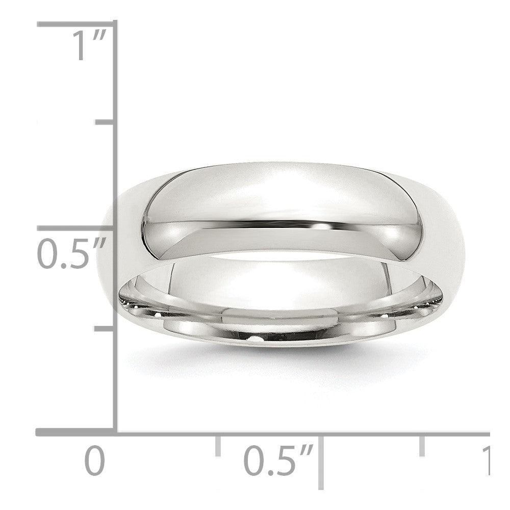 Sterling Silver Rhodium-plated 6mm Comfort Fit Band