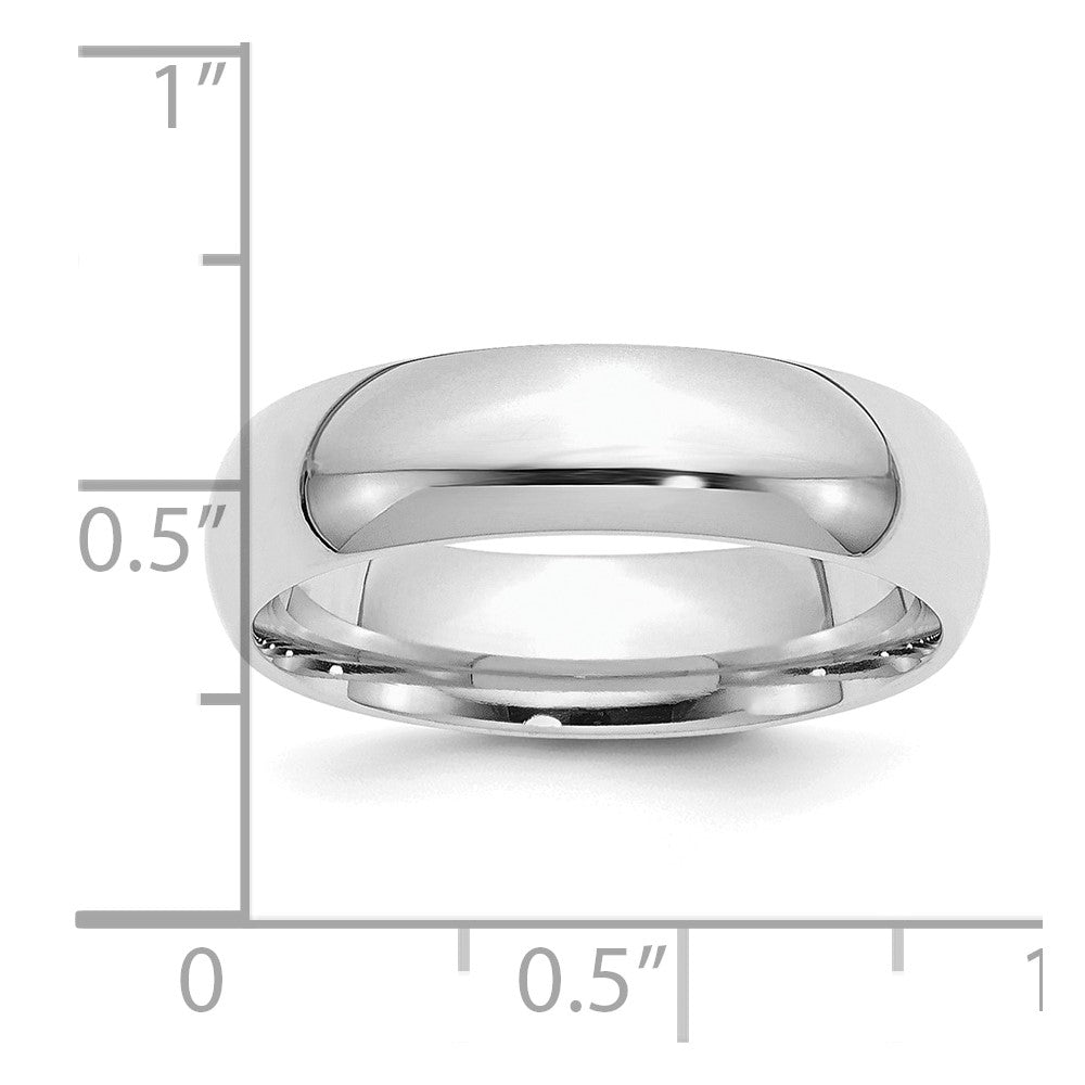 Sterling Silver Rhodium-plated 6mm Comfort Fit Band