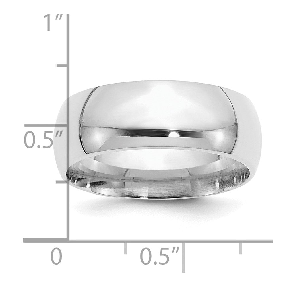 Sterling Silver Rhodium-plated 8mm Comfort Fit Band