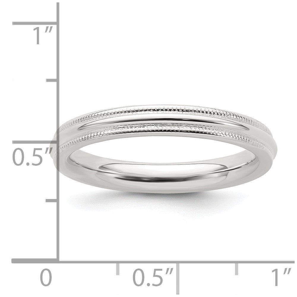 Sterling Silver 3mm Comfort Fit Half Round Milgrain Size 5 Band