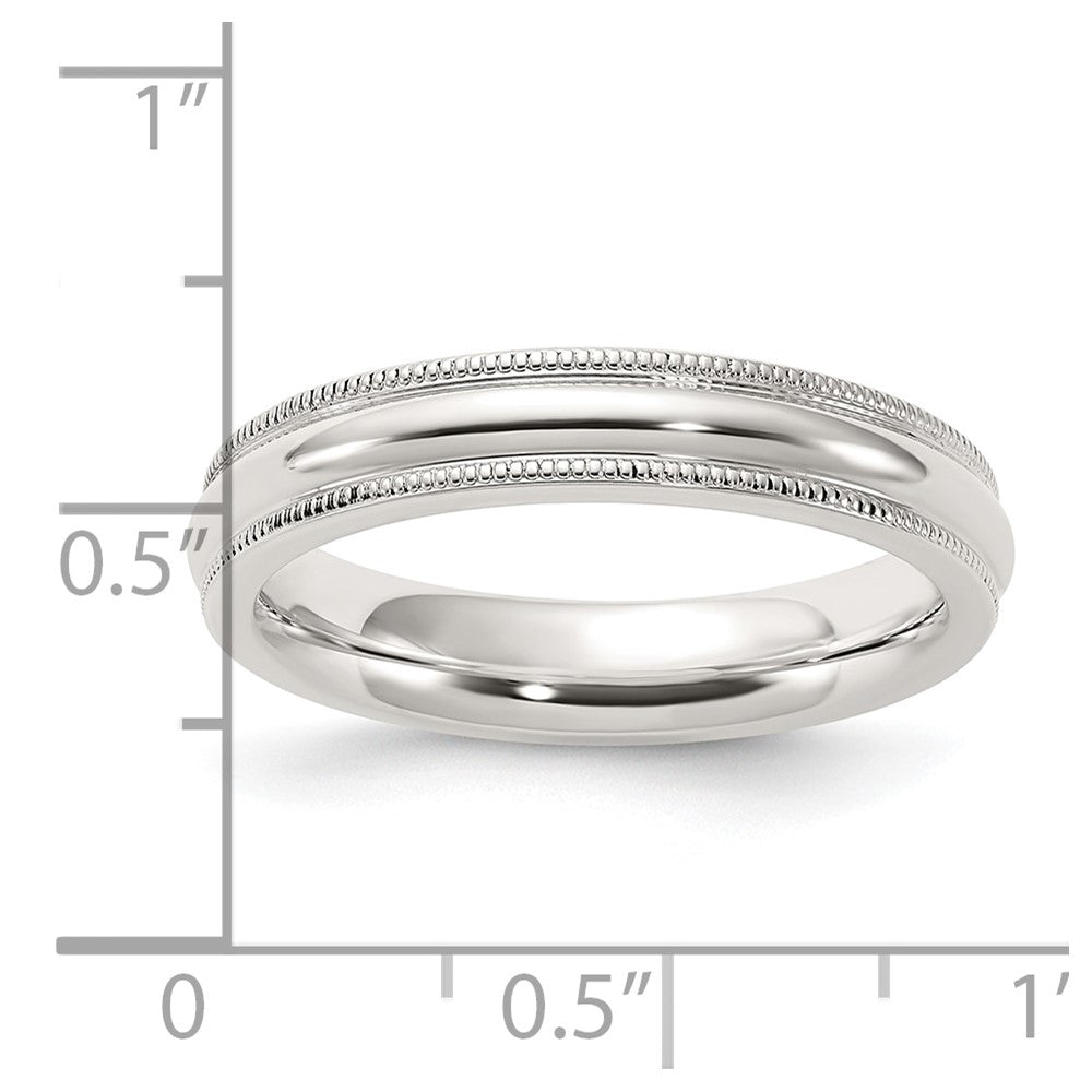 Sterling Silver 4mm Comfort Fit Half Round Milgrain Size 10 Band