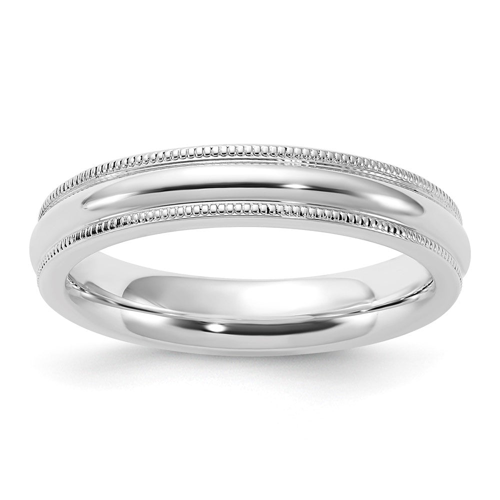 Sterling Silver 4mm Comfort Fit Half Round Milgrain Size 5 Band