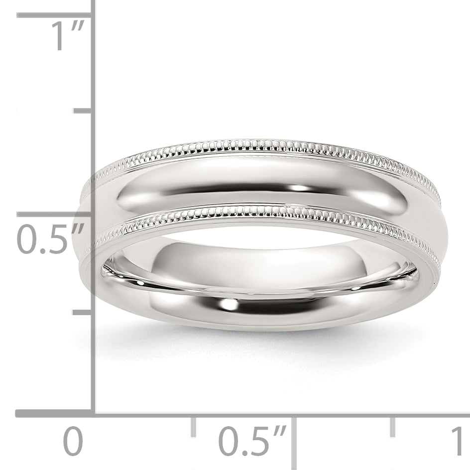 Sterling Silver 5mm Milgrain Comfort Fit Band QCFM050