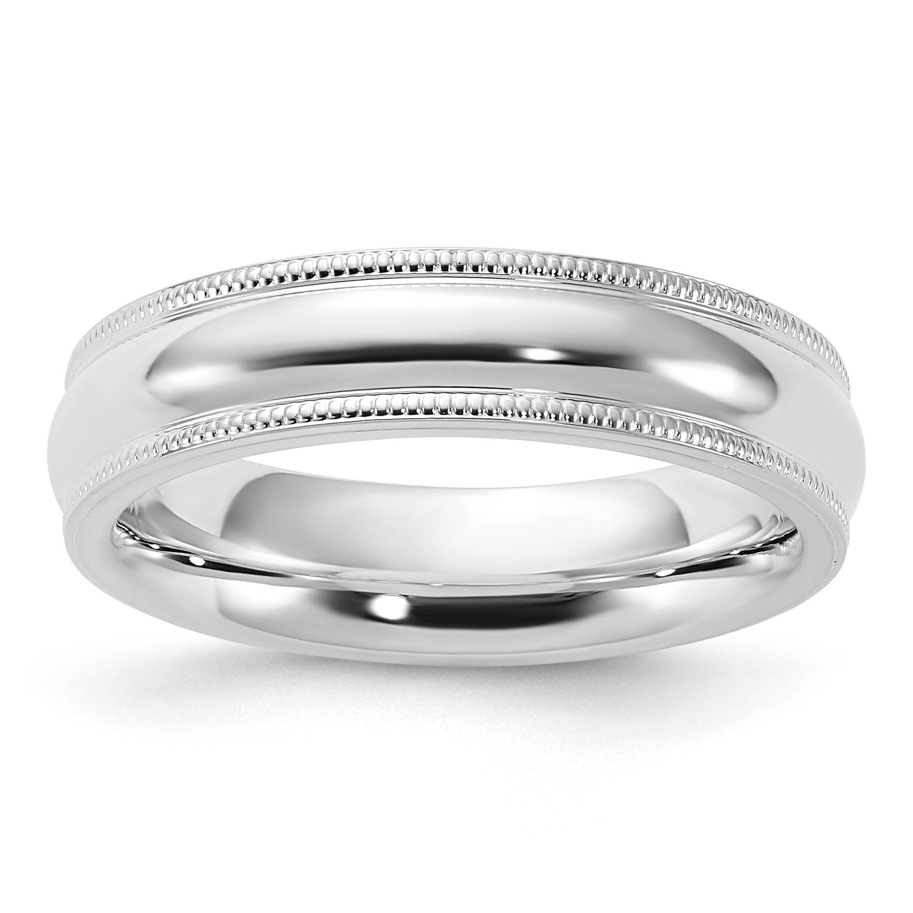 Sterling Silver 5mm Milgrain Comfort Fit Band QCFM050