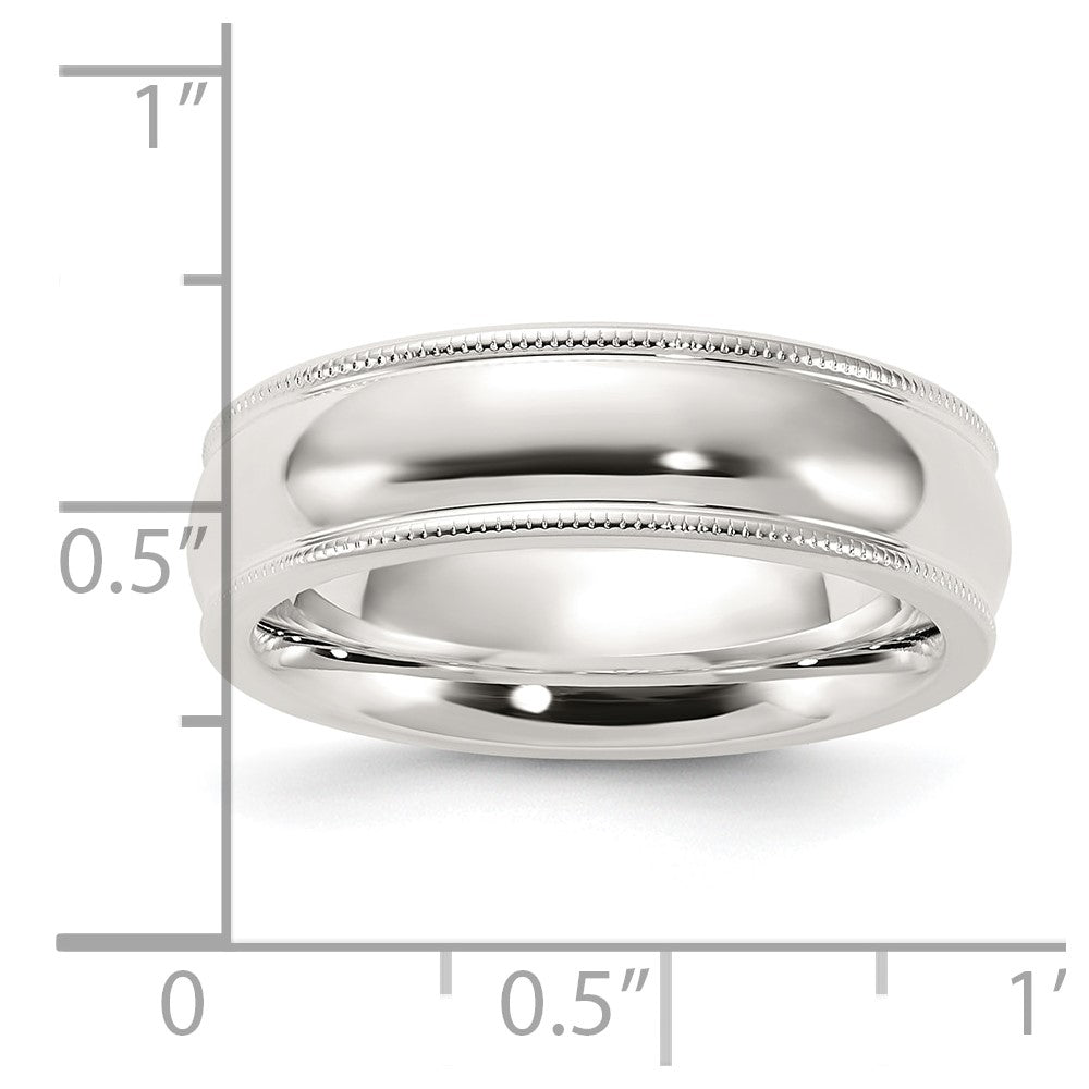 Sterling Silver 6mm Comfort Fit Half Round Milgrain Size 7.5 Band