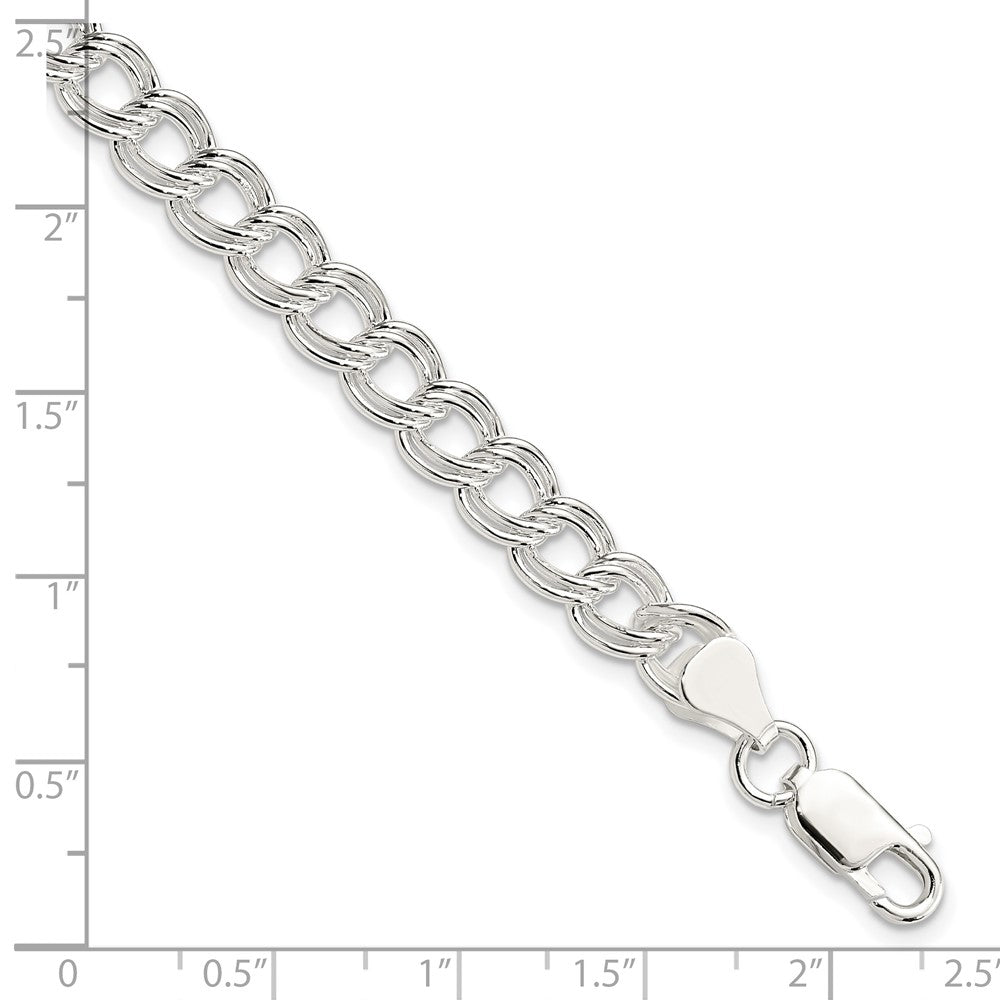 Sterling Silver 7mm Double Link Charm Bracelet