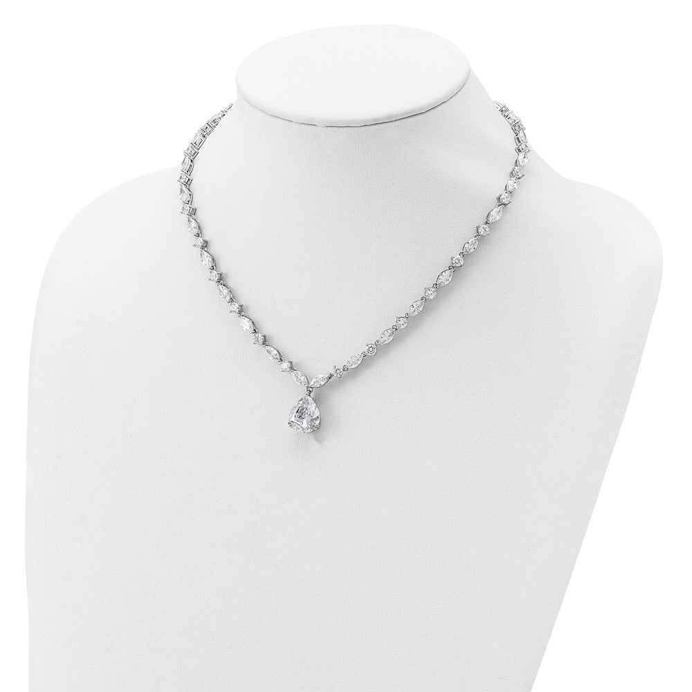 Cheryl M Sterling Silver Rhodium-plated Fancy Marquise-cut & Brilliant-cut Pear CZ 17 Inch Necklace