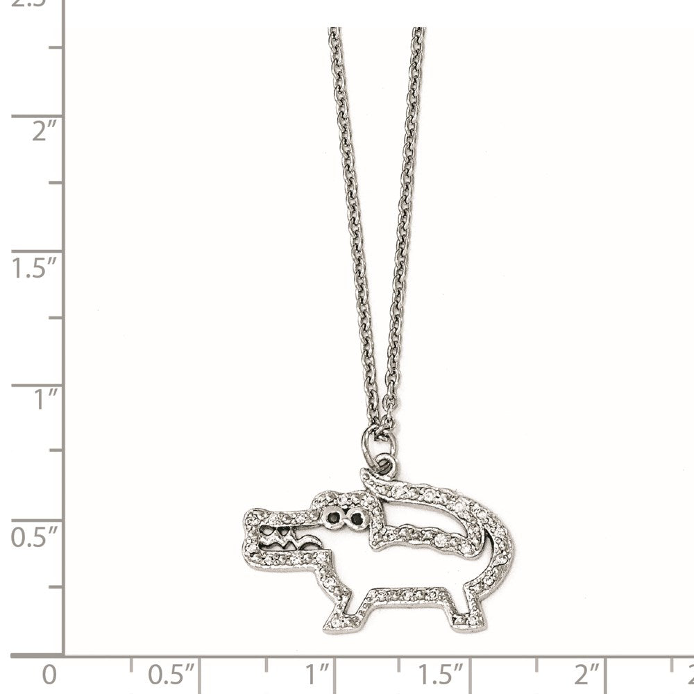 Cheryl M Sterling Silver Black and White CZ Alligator Necklace