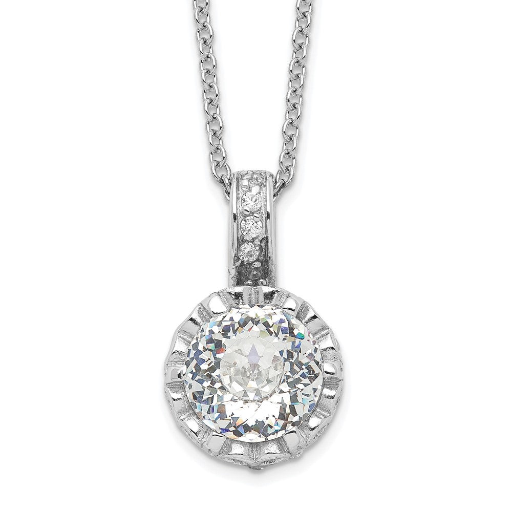 Cheryl M Sterling Silver Rhodium-plated Brilliant-cut and 100 Facet CZ 18 Inch Necklace