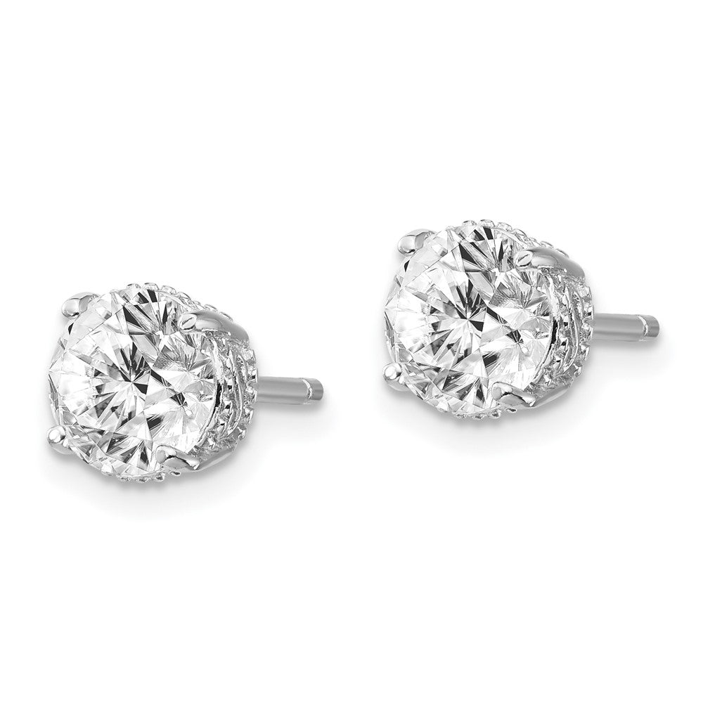 Cheryl M Sterling Silver Rhodium-plated Brilliant-cut CZ 6.5mm Stud Post Earrings