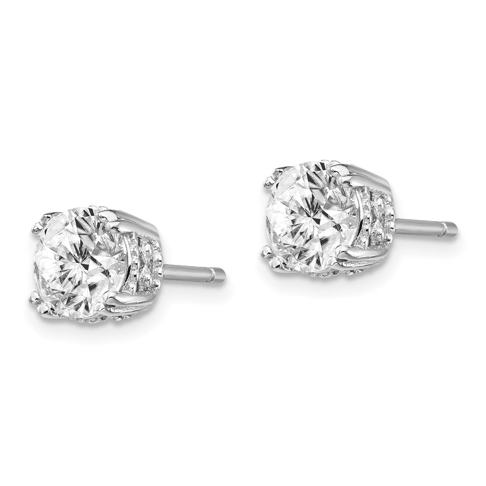 Cheryl M Sterling Silver Rhodium-plated Round Brilliant-cut 6.5mm CZ Post Stud Earrings