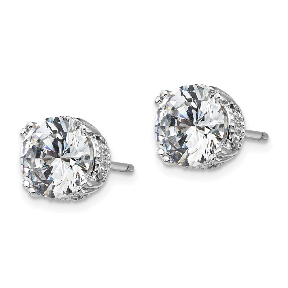 Cheryl M Sterling Silver Rhodium-plated Brilliant-cut 8mm CZ Stud Post Earrings