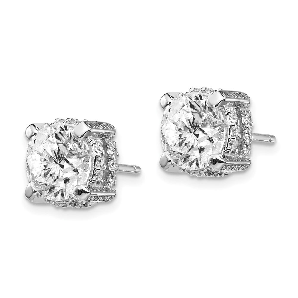 Cheryl M Sterling Silver Rhodium-plated Brilliant-cut 8mm CZ Stud Post Earrings