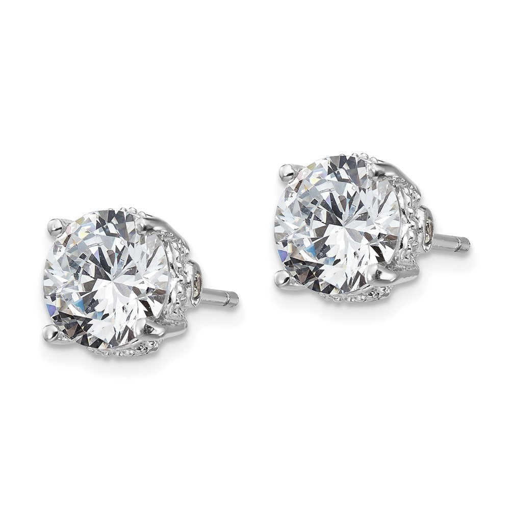 Cheryl M Sterling Silver Rhodium-plated Brilliant-cut CZ 8mm Stud Post Earrings