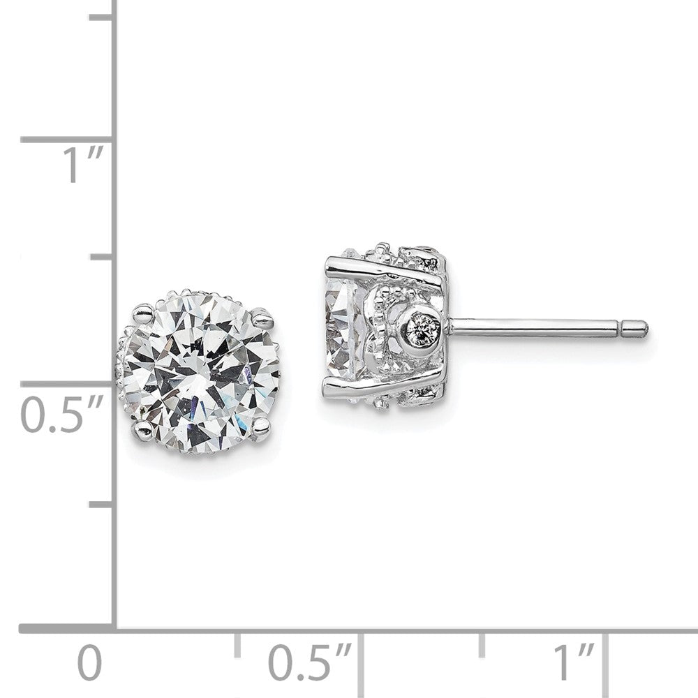 Cheryl M Sterling Silver Rhodium-plated Brilliant-cut CZ 8mm Stud Post Earrings