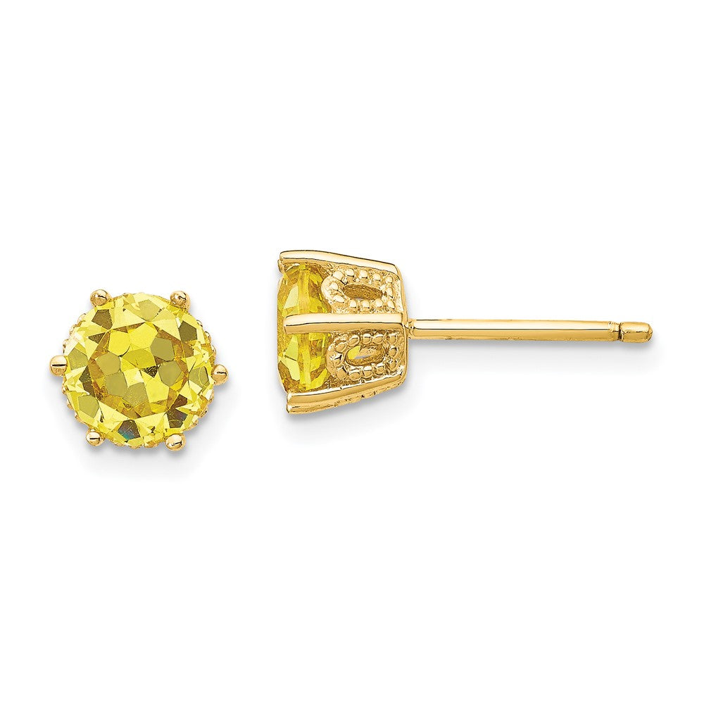 Cheryl M Sterling Silver Gold-plated Yellow Brilliant-cut 6.5mm CZ Stud Post Earrings