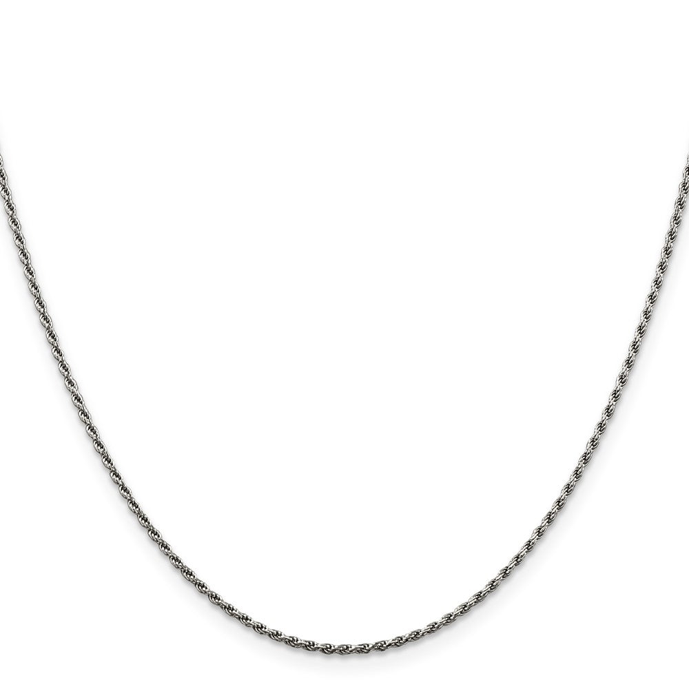 Sterling Silver Rhodium-plated 1.5mm Diamond-cut Rope Chain