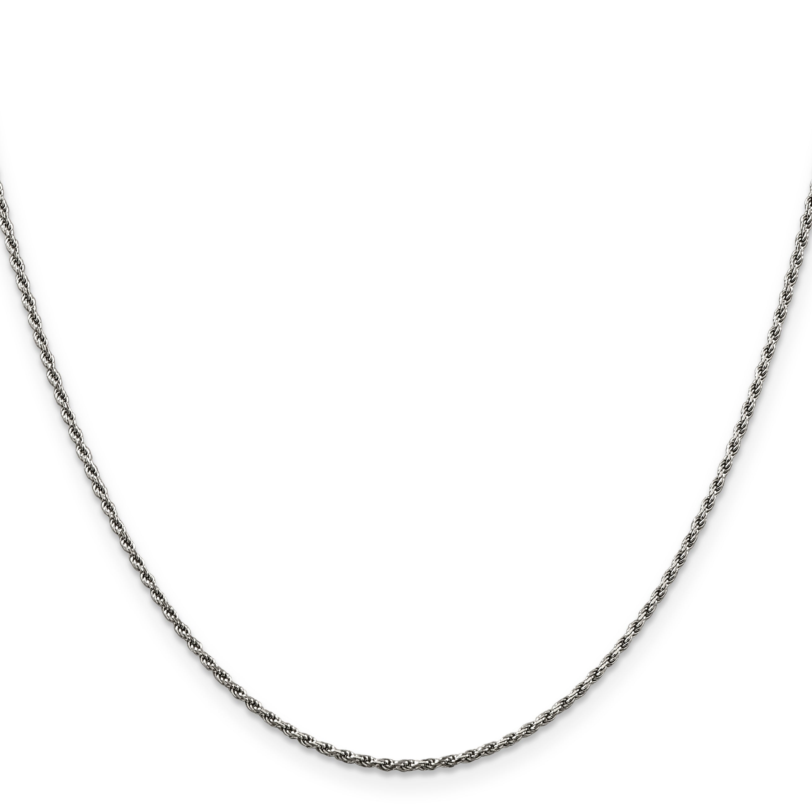 SS Rhodium Plated 1.5mm Diamond-cut Rope Chain QDC020R