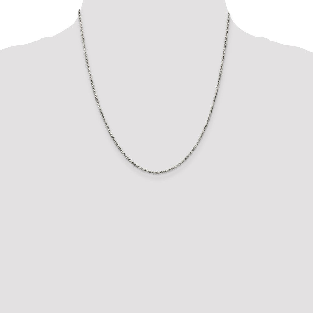 Sterling Silver Rhodium-plated 1.7mm Diamond-cut Rope Chain