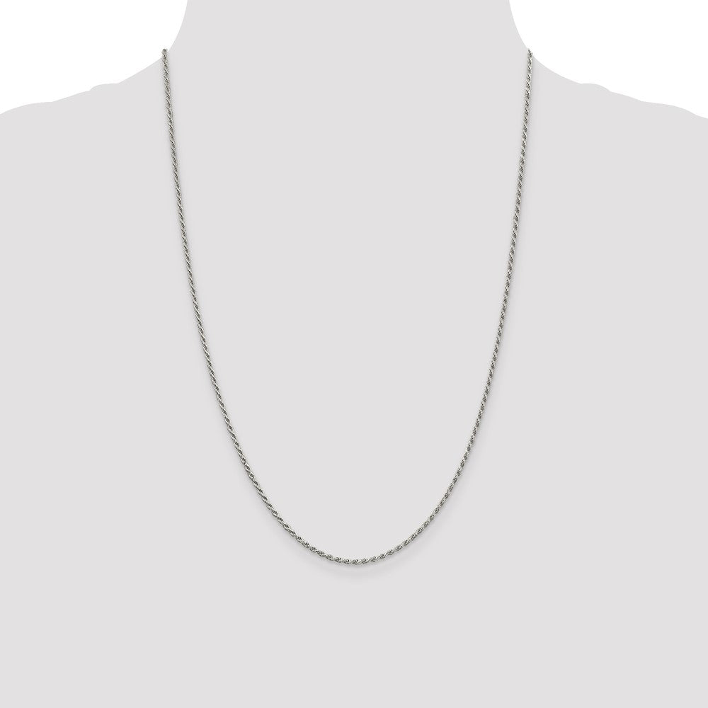 Sterling Silver Rhodium-plated 1.7mm Diamond-cut Rope Chain