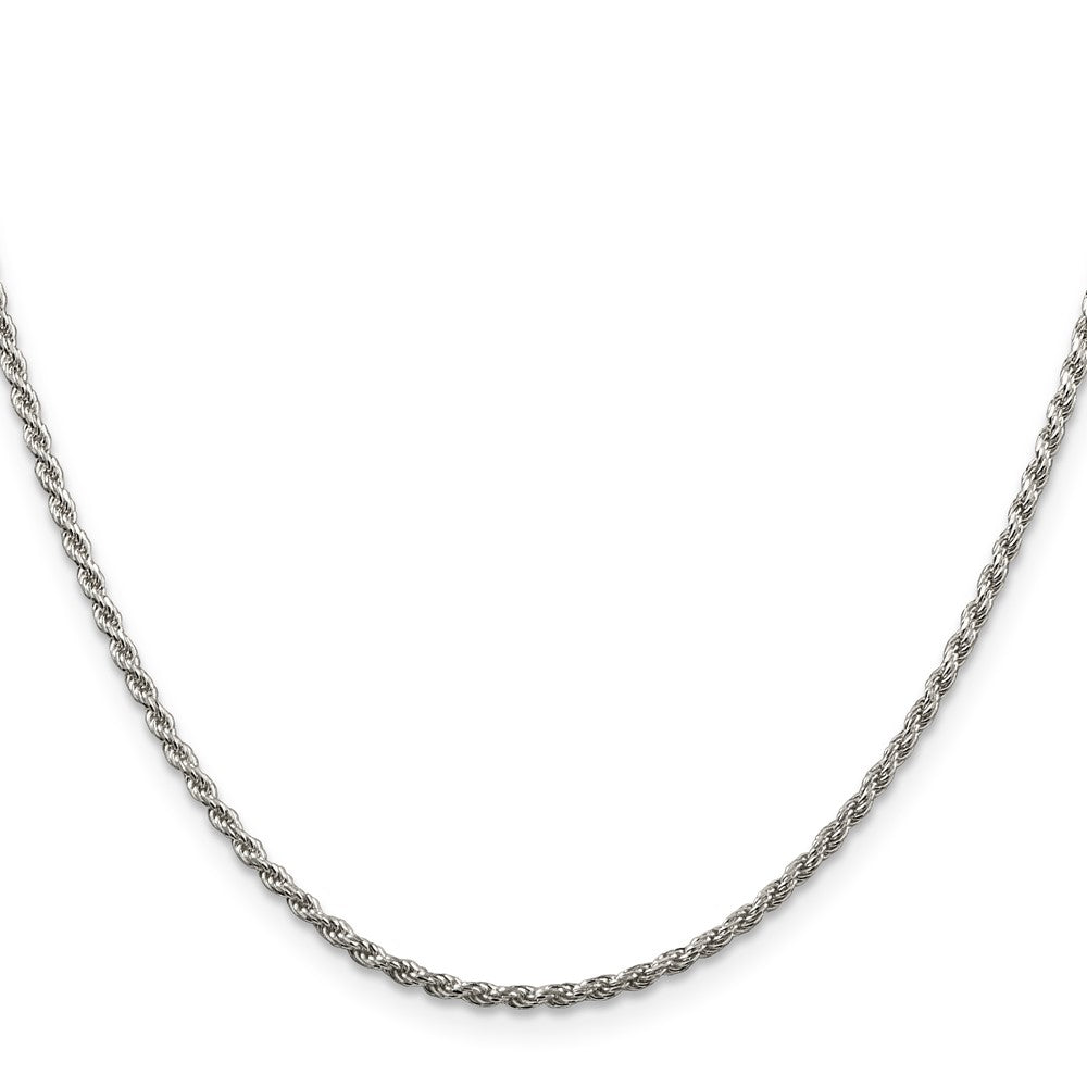 Sterling Silver Rhodium-plated 1.85mm Diamond-cut Rope Chain