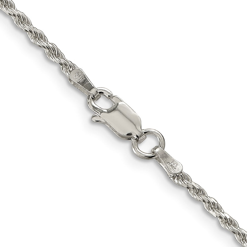 Sterling Silver Rhodium-plated 1.85mm Diamond-cut Rope Chain