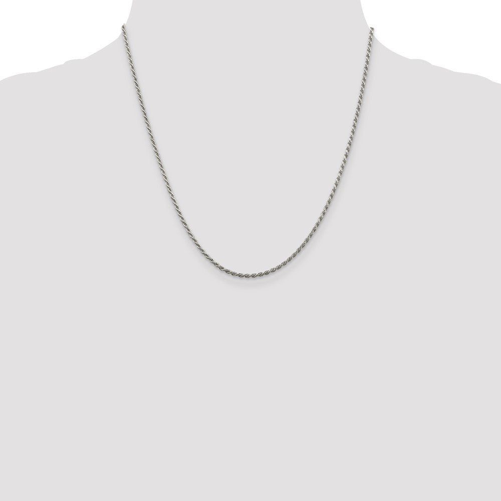 Sterling Silver Rhodium-plated 1.85mm Diamond-cut Rope Chain