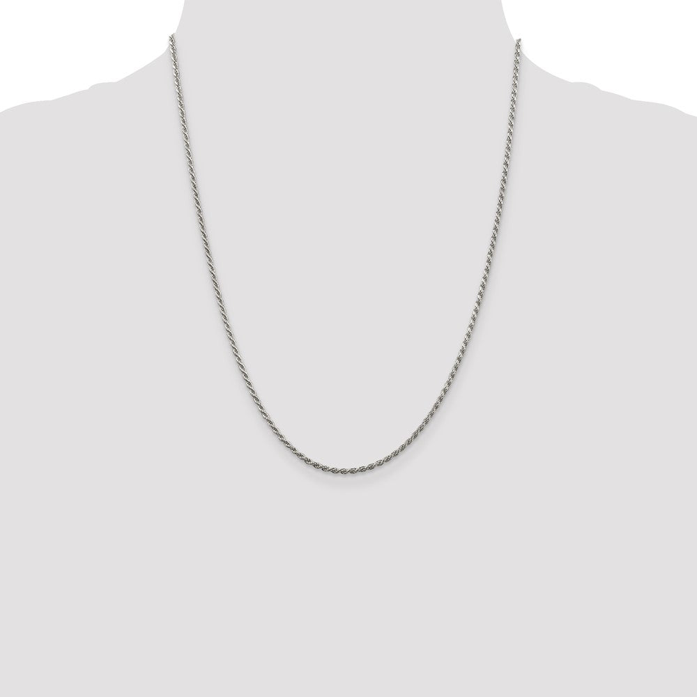 Sterling Silver Rhodium-plated 1.85mm Diamond-cut Rope Chain