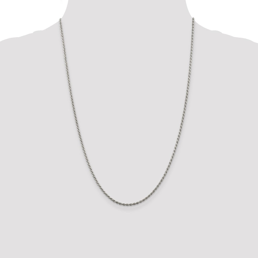 Sterling Silver Rhodium-plated 1.85mm Diamond-cut Rope Chain