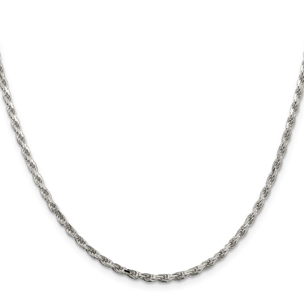 Sterling Silver Rhodium-plated 2.5mm Diamond-cut Rope Chain